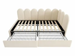 ModernLuxe Sofá cama 90x190 cm - con 2 cajones - tejido de terciopelo - con somier de láminas - ​ (sin colchón)