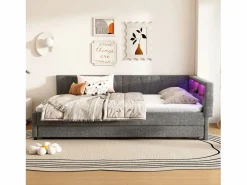 Sale Sofá cama 140x200 cm - con cama nido - con puertos USB + Type C - con iluminación LED - (colchón no incluido) Cama Diván|Cama Nido