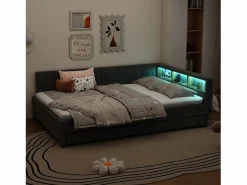 Sale Sofá cama 140x200 cm - con cama nido - con puertos USB + Type C - con iluminación LED - (colchón no incluido) Cama Diván|Cama Nido