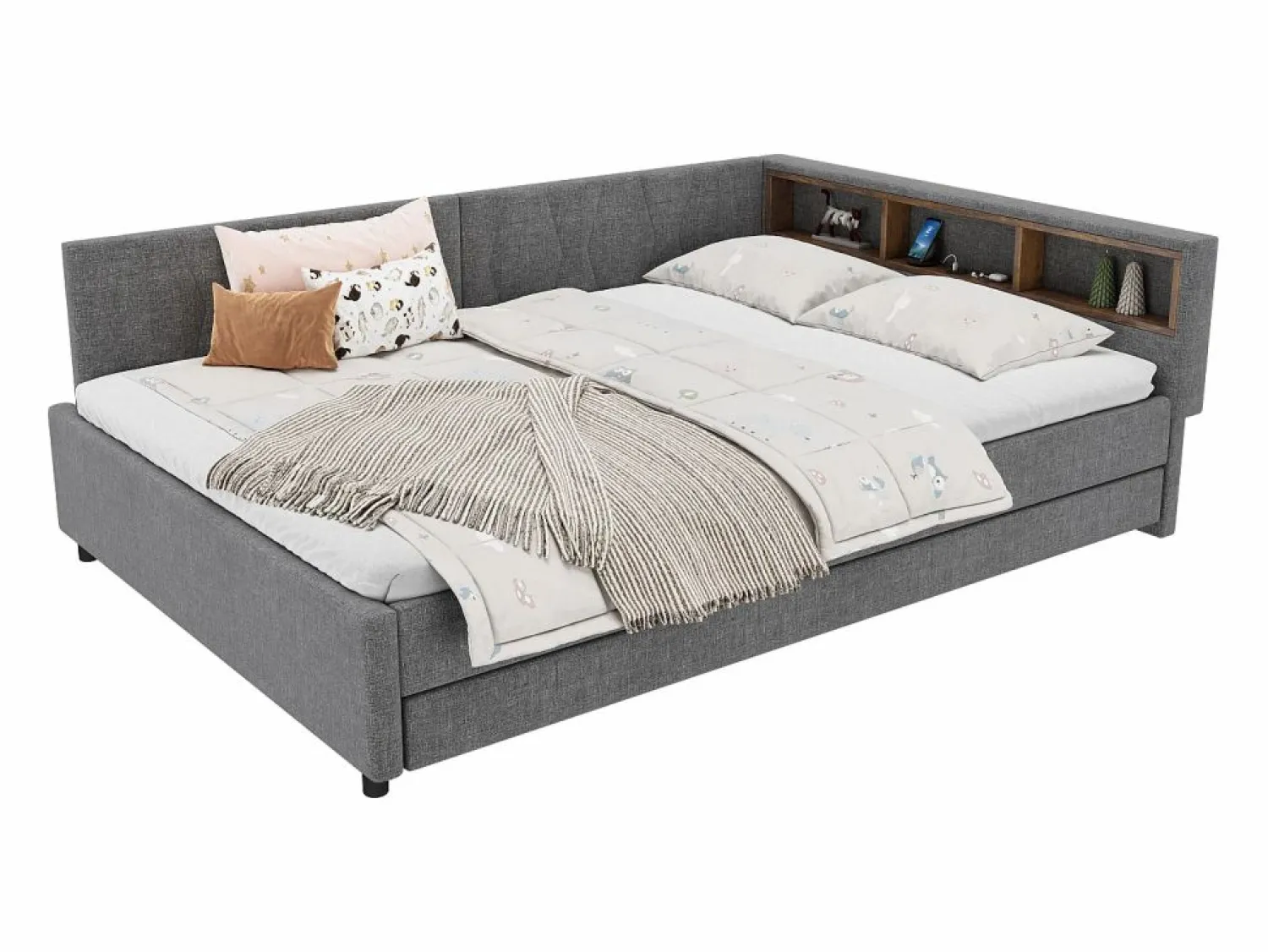 Sale Sofá cama 140x200 cm - con cama nido - con puertos USB + Type C - con iluminación LED - (colchón no incluido) Cama Diván|Cama Nido