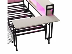 Online ModernLuxe Sofá cama 90x200 cm - con iluminación LED - con 2 cajones - toma de corriente - escritorio plegable - (colchón no incluido) Blanco