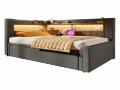 Sale Sofá cama 90x200 cm (180 x 200 cm) - con cama nido - con USB + Type-C - con iluminación LED - ​ (colchón no incluido) Cama Diván|Cama Con Almacenaje