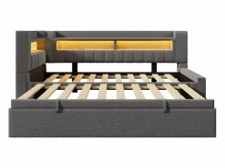Sale Sofá cama 90x200 cm (180 x 200 cm) - con cama nido - con USB + Type-C - con iluminación LED - ​ (colchón no incluido) Cama Diván|Cama Con Almacenaje