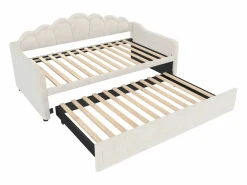 ModernLuxe Sofá cama 90x200/180x200 cm - con cama nido - con banda luminosa LED - terciopelo - (colchón no incluido)