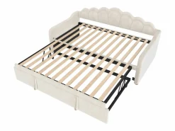 ModernLuxe Sofá cama 90x200/180x200 cm - con cama nido - con banda luminosa LED - terciopelo - (colchón no incluido)