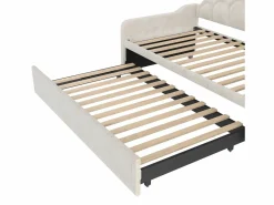 ModernLuxe Sofá cama 90x200/180x200 cm - con cama nido - con banda luminosa LED - terciopelo - (colchón no incluido)