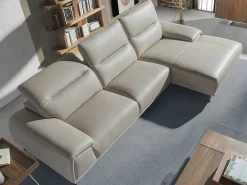 Angel Cerda Sofá chaise longue derecha piel gris taupe 6150
