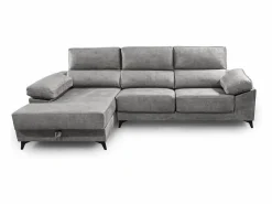 Cambia tus muebles Sofá Chaise Longue derecho de 101x293x167 cm con arcón integrado color oscuro Vis