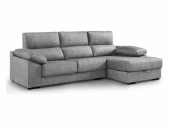 New Cambia tus muebles Sofá Chaise Longue izquierdo de 100x283x167 con arcón y patas metálicas oscuro Monti Gris
