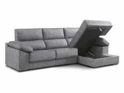 New Cambia tus muebles Sofá Chaise Longue izquierdo de 100x283x167 con arcón y patas metálicas oscuro Monti Gris