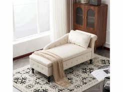 Merax Sofá chaise longue para salón - 144 x 62 x 69 cm - con almacenamiento + cojines + reposabrazos derecho - terciopelo -
