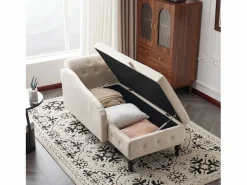 Merax Sofá chaise longue para salón - 144 x 62 x 69 cm - con almacenamiento + cojines + reposabrazos derecho - terciopelo -