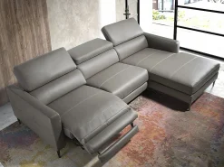 Angel Cerda Sofá chaise longue relax derecha piel gris oscuro 6126
