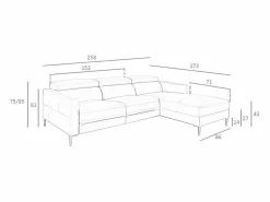 Angel Cerda Sofá chaise longue relax derecha piel gris oscuro 6126