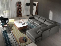 Discount Sofá chaise longue relax derecha piel gris oscuro 6111 Sofá De Piel