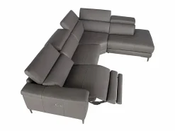 Discount Sofá chaise longue relax derecha piel gris oscuro 6111 Sofá De Piel