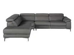 New Sofá chaise longue relax izquierda piel gris oscuro 6112 Sofá De Piel