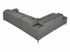New Sofá chaise longue relax izquierda piel gris oscuro 6112 Sofá De Piel