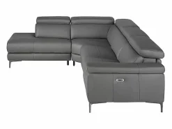 New Sofá chaise longue relax izquierda piel gris oscuro 6112 Sofá De Piel