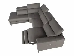 New Sofá chaise longue relax izquierda piel gris oscuro 6112 Sofá De Piel