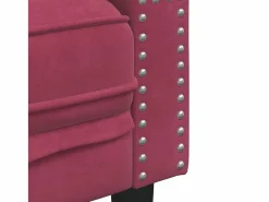 Clicnbuy Sofá Chesterfield 3 plazas con cojines terciopelo tinto