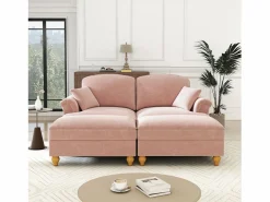 New Sofá chesterfield 2 plazas en felpa - con 2 otomanas y 2 cojines - falda desmontable - 194x140x93cm Sofás Club