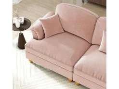 New Sofá chesterfield 2 plazas en felpa - con 2 otomanas y 2 cojines - falda desmontable - 194x140x93cm Sofás Club