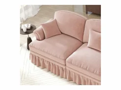 New Sofá chesterfield 2 plazas en felpa - con 2 otomanas y 2 cojines - falda desmontable - 194x140x93cm Sofás Club