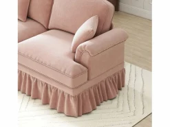 New Sofá chesterfield 2 plazas en felpa - con 2 otomanas y 2 cojines - falda desmontable - 194x140x93cm Sofás Club