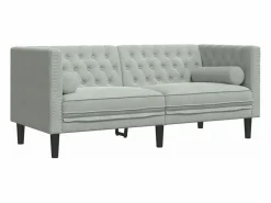Clearance Sofá Chesterfield 2 plazas con cojines terciopelo claro Sofás Chesterfield