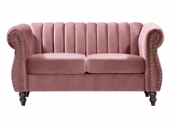 Sale Sofá chesterfield 2 plazas de terciopelo rosa viejo TRUMBO Sofás Chesterfield|Sofá - 2 Plazas