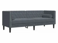 Best Clicnbuy Sofá Chesterfield 3 plazas con cojines terciopelo oscuro Gris