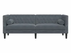 Best Clicnbuy Sofá Chesterfield 3 plazas con cojines terciopelo oscuro Gris