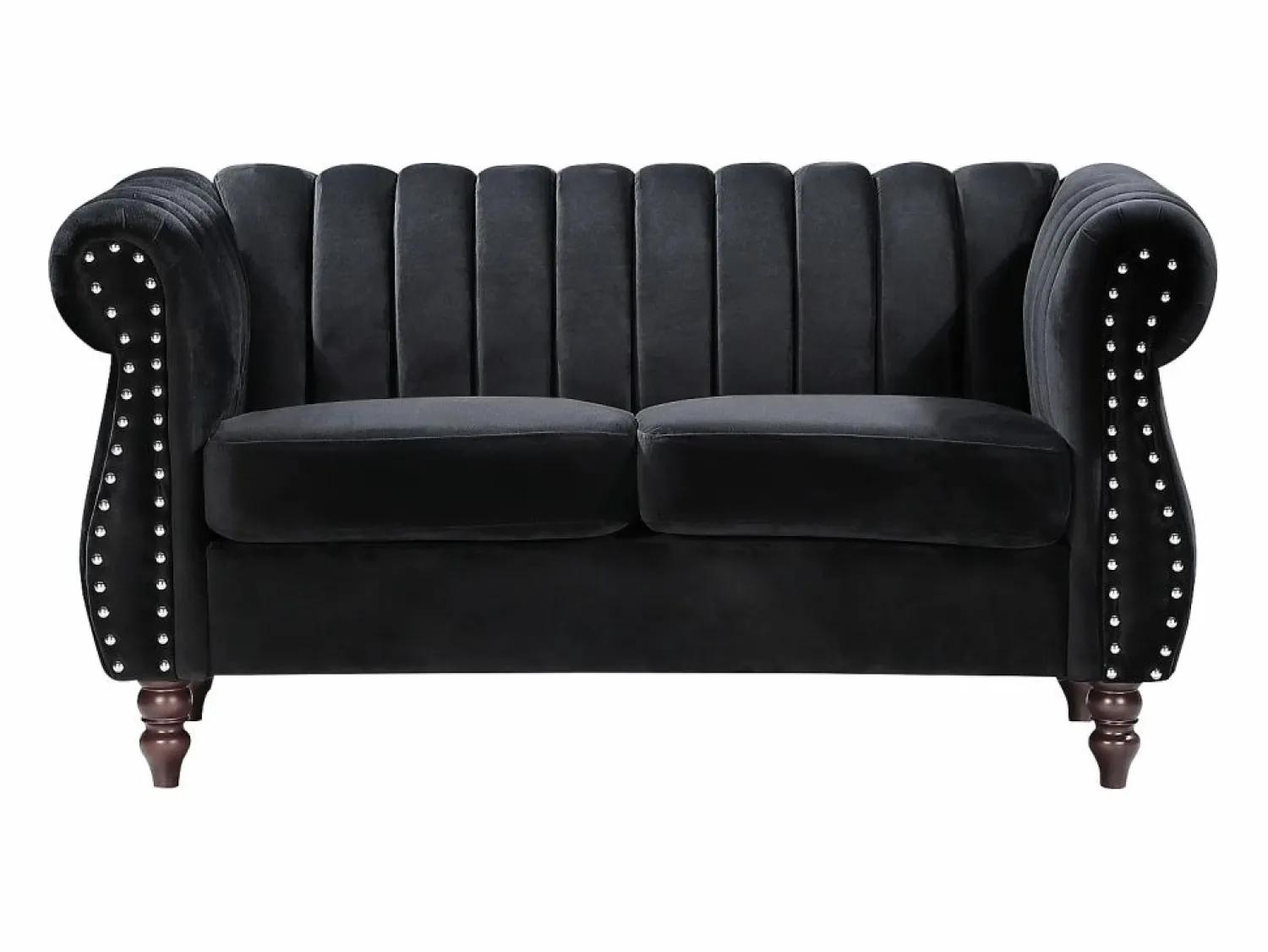 Outlet Vente-unique Sofá chesterfield 2 plazas de terciopelo TRUMBO Negro