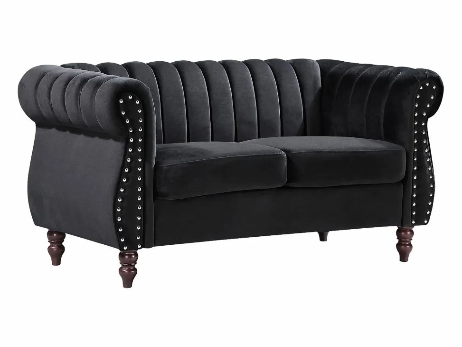 Outlet Vente-unique Sofá chesterfield 2 plazas de terciopelo TRUMBO Negro