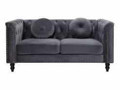 Sale Vente-unique Sofá chesterfield 2 plazas de terciopelo antracita TURNER Gris antracita