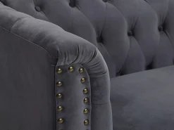 Sale Vente-unique Sofá chesterfield 2 plazas de terciopelo antracita TURNER Gris antracita