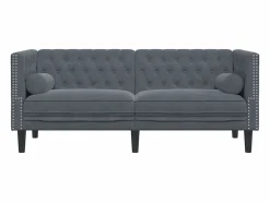 Clicnbuy Sofá Chesterfield 2 plazas con cojines terciopelo oscuro