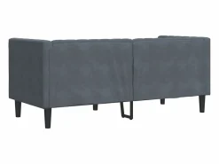 Clicnbuy Sofá Chesterfield 2 plazas con cojines terciopelo oscuro