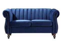 Vente-unique Sofá chesterfield 2 plazas de terciopelo Azul real TRUMBO