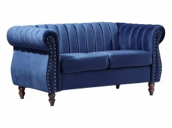 Vente-unique Sofá chesterfield 2 plazas de terciopelo Azul real TRUMBO