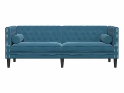 New Clicnbuy Sofá Chesterfield 3 plazas con cojines terciopelo Azul