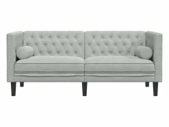 vidaxl Sofá Chesterfield 2 plazas con cojines terciopelo claro