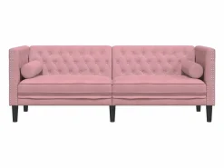 Clicnbuy Sofá Chesterfield 3 plazas con cojines terciopelo