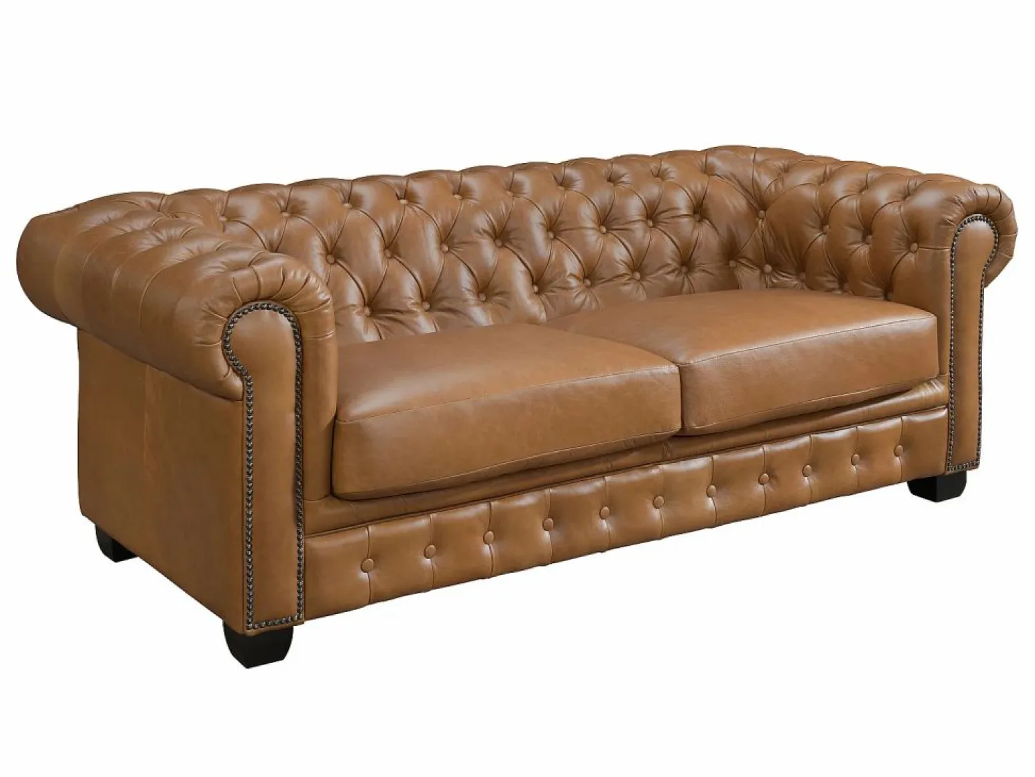 New Sofá chesterfield 3+2 plazas 100% piel de búfalo Caramel vintage BRENTON Conjunto Sofás