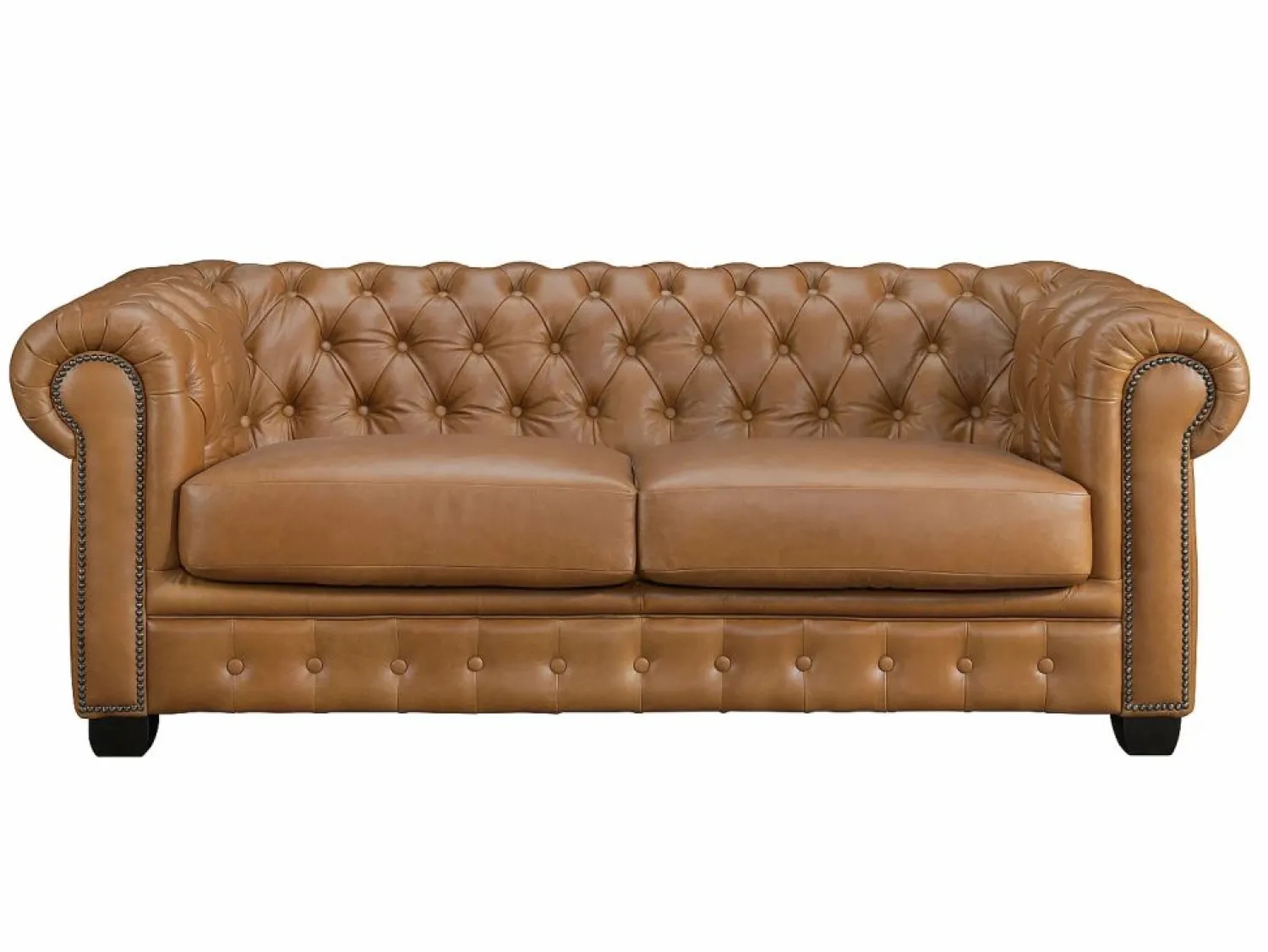 New Sofá chesterfield 3+2 plazas 100% piel de búfalo Caramel vintage BRENTON Conjunto Sofás