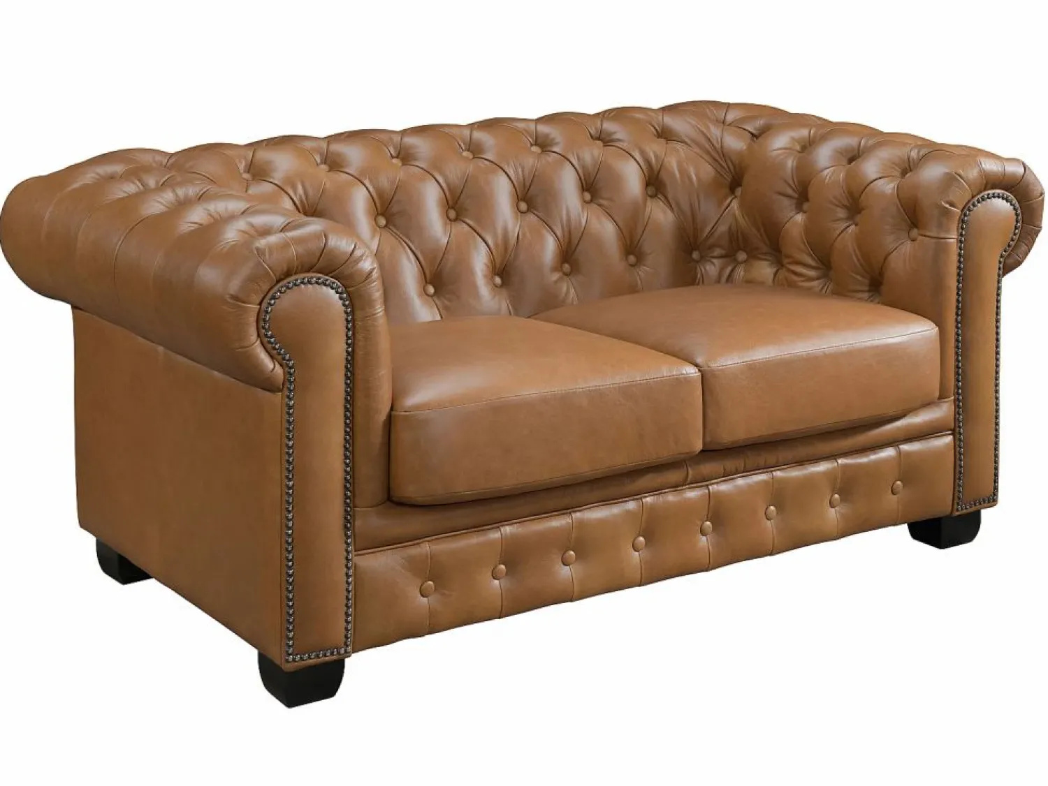 New Sofá chesterfield 3+2 plazas 100% piel de búfalo Caramel vintage BRENTON Conjunto Sofás