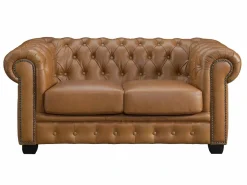 New Sofá chesterfield 3+2 plazas 100% piel de búfalo Caramel vintage BRENTON Conjunto Sofás