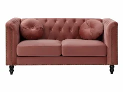Vente-unique Sofá chesterfield 2 plazas de terciopelo viejo TURNER