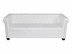 Discount Clicnbuy Sofá Chesterfield de 3 plazas cuero sintético Blanco